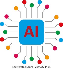 Flat colors icon vector of artificial intelligence
