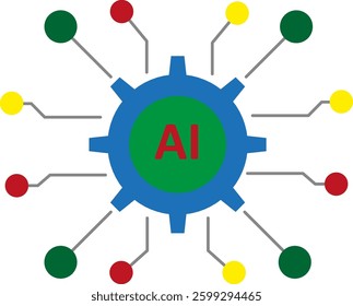 Flat colors icon vector of artificial intelligence
