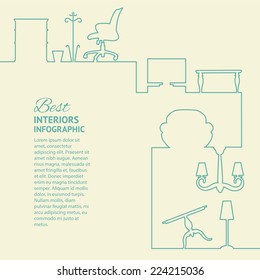 Flat colors infographics with line design elements. Vector illustration.