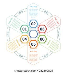 Flat colors presentation template â?? six options marketing scheme