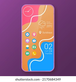 flat colors user interface widget art smartphone, vector design illustration