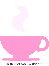 Flat colour illustration of a hot cup of coffee in bright neon colors