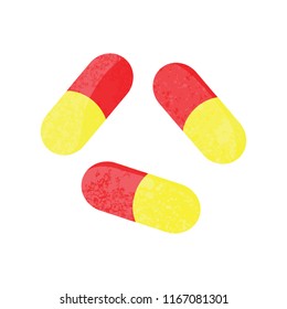 Flat colour illustration of some medical pills