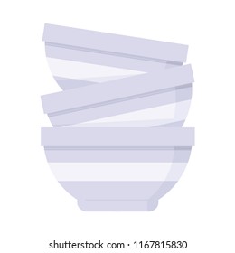 Flat colour illustration of a stack of bowls