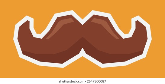 Adesivo de cor plana de um bigode em estilo de recorte