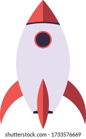 Flat Colourful Vector Rocket Illustration