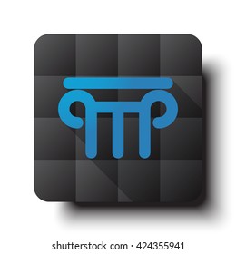 Flat Column icon on black app button with drop shadow