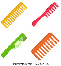 Flat comb, hairstyle icon, vector illustration isolated on white background