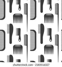 Flat comb seamless pattern. Different kinds of hair comb seamless pattern vector