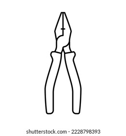 vector de icono de línea de alicates combinados planos. señal de alicates combinados planos. símbolo de contorno aislado ilustración negra