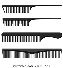 Flat combs for haircuts isolated on white background.Vector set for hairdressing designs.