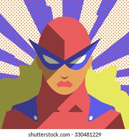 Flat comic book superhero. Vector illustration
