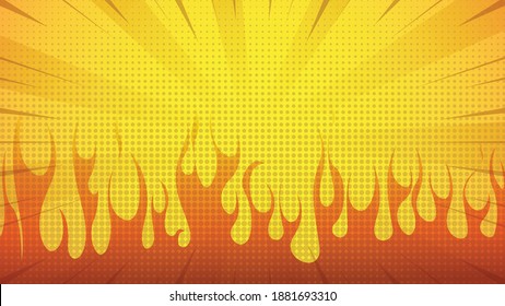Flat Comic fired orange background 