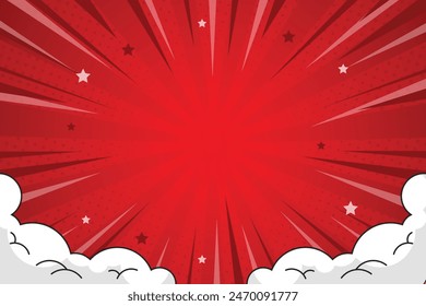 Flat comic style background with cloud ornament	