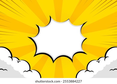 flat comic style template cartoon cloud cover background