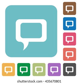 Flat comment icons on rounded square color backgrounds.