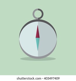 flat common compass  on light blue background