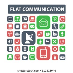 flat communication icons set, vector