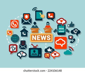 Flat Communication Icons Set for web and mobile.