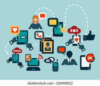 Flat Communication Icons Set for web and mobile.