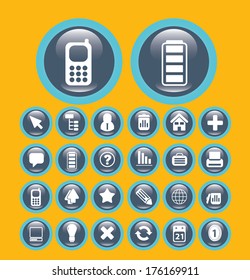 flat communication media buttons set, vector