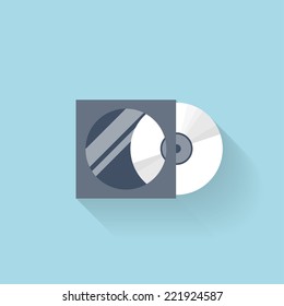 Flat Compact Disk Icon For Web. 