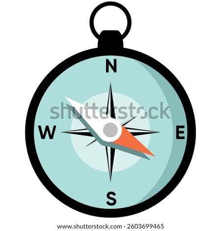 Flat Compass Icon – Navigation and Travel Direction Symbol Vector