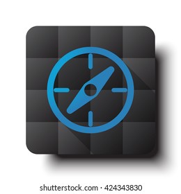 Flat Compass icon on black app button with drop shadow