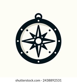 Flat compass icon in white background