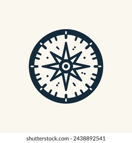 Flat compass icon in white background