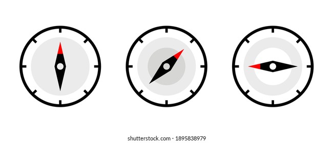 Flat Compass illustration symbol set