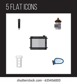 Flat Component Set Of Absorber, Combustion, Heater And Other Vector Objects. Also Includes Wing, Combustion, Heater Elements.