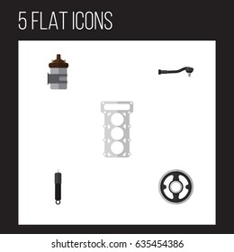 Flat Component Set Of Combustion, Belt, Absorber And Other Vector Objects. Also Includes Spherical, Gasket, Joint Elements.