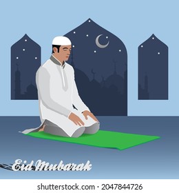 Flat compositions set with muslims pray salat