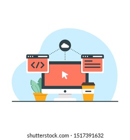 Flat computer background design vector. 