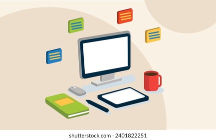 Flat computer background with engineering concept