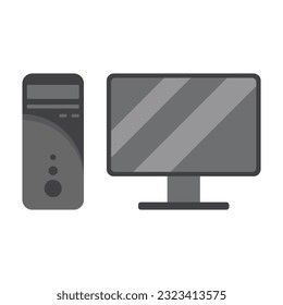 flat computer desktop illustration on white background, refrigerator clip art, 