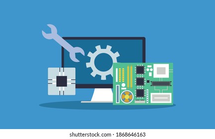 Flat Computer Engineering Concept Best Logo Stock Vector (Royalty Free ...