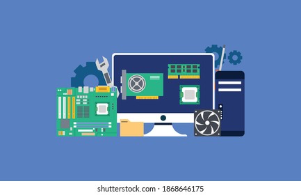 Flat computer engineering concept. Best logo