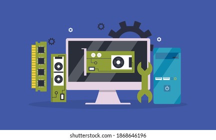 Flat computer engineering concept. Best logo