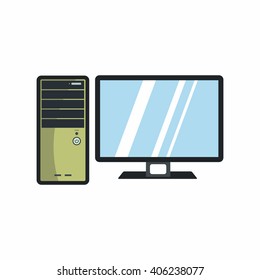 Flat computer icon for repair service design. Vector illustration