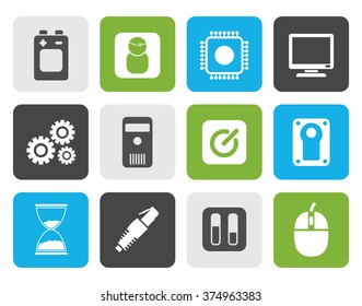 Flat Computer and mobile phone elements icons - vector icon set