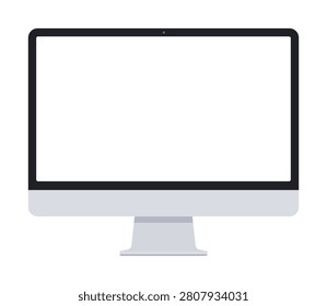 Flat Computer Monitor Device Icon Mockup, Isolated Vector Illustration