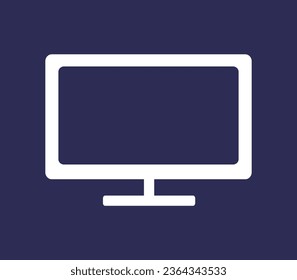 A flat computer monitor icon, suitable for the monitor business concept, displayed against a dark backdrop in vector format.