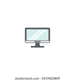 Flat Computer monitor logo design. PC symbol icon. Vector illustration, EPS10.