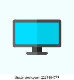 Flat Computer Monitor Screen Isolated Vector Icon Illustration