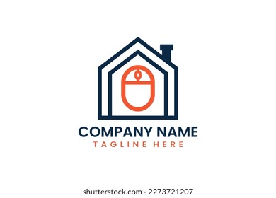 Flat computer mouse home logo template vector