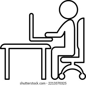 Flat computer work pictogram icon isolated on white background