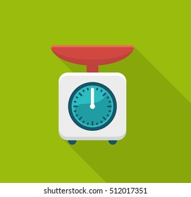 Flat con home kitchen scales. Vector illustration