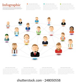 flat concept business or connection info graphic with group of people 